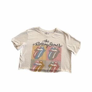 NWOT The Rolling Stones Graphic Cropped Cut-Off T-Shirt Women's Size Medium